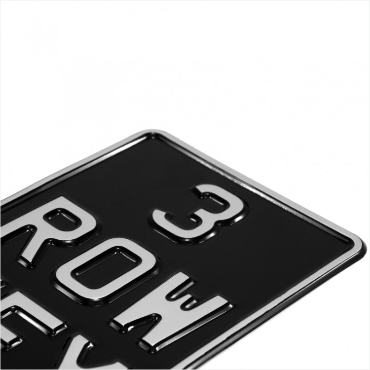 3 ROW Black & Silver 5x7 Metal Pressed Motorbike Plate