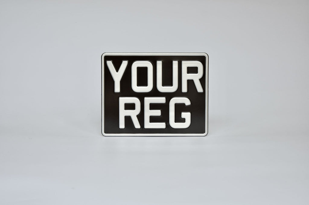Classic Metal Pressed Motorcycle Number Plate - 9 x 7 Inches